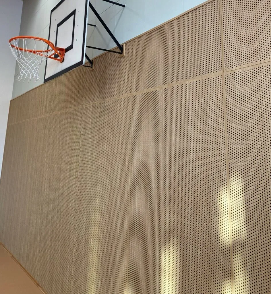 Perforated wood panelling